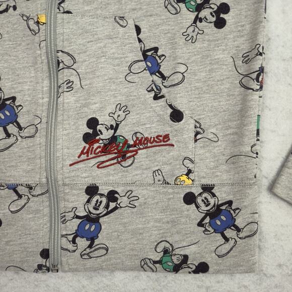 Disney Mickey Mouse Youth Hoodie Gray Zip All Over Print Sweatshirt Medium - Picture 8 of 9